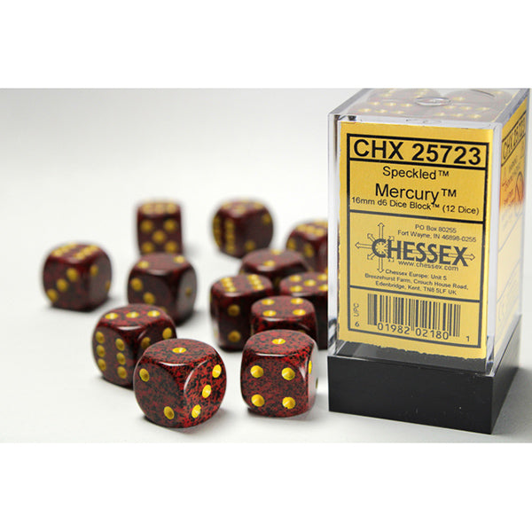 Chessex Dice - 16mm 12d6 Speckled: Mercury