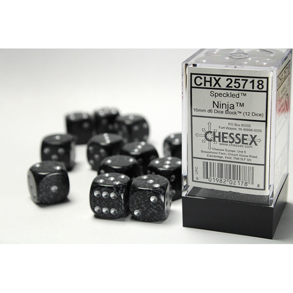 Chessex Dice - 16mm 12d6 Speckled: Ninja