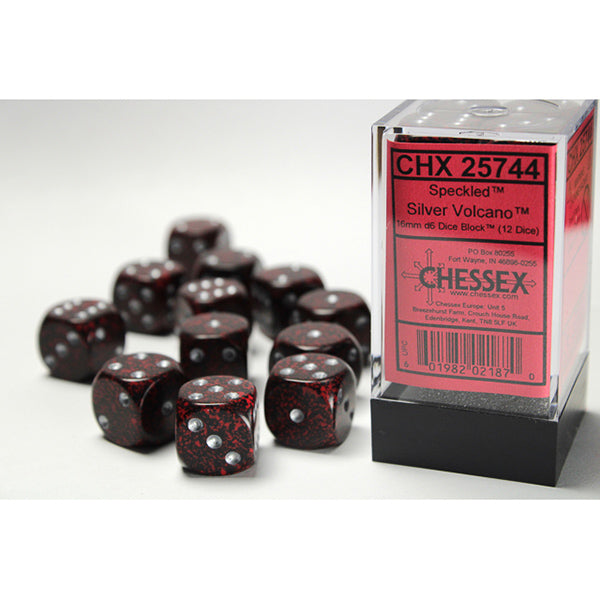 Chessex Dice - 16mm 12d6 Speckled: Silver Volcano
