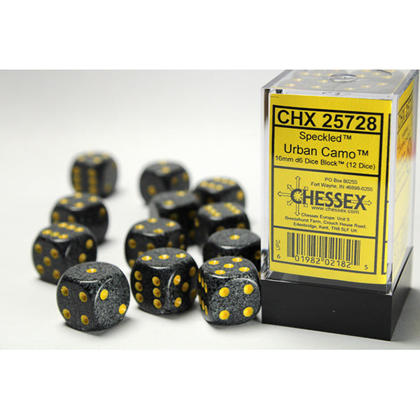 Chessex Dice - 16mm 12d6 Speckled: Urban Camo