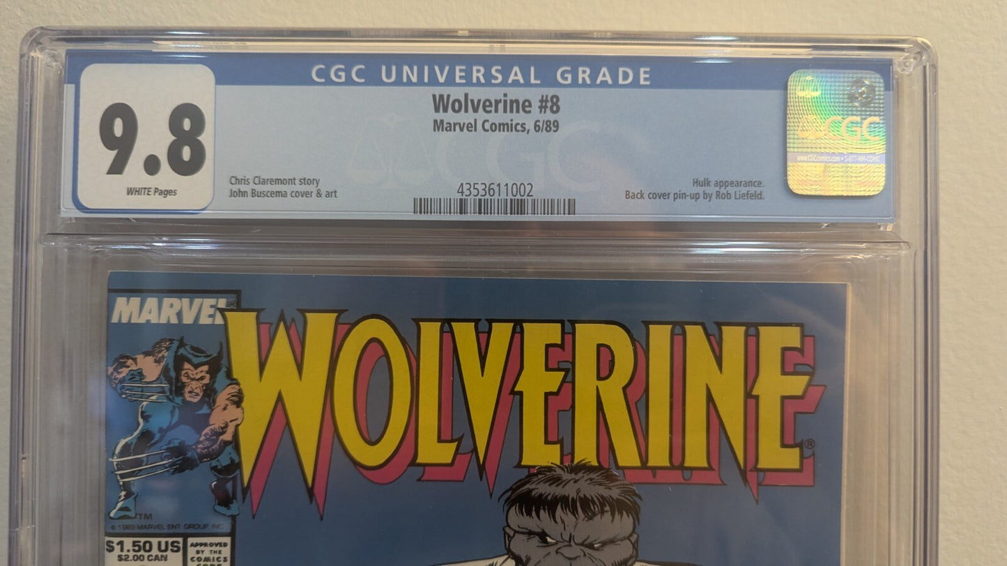 Wolverine #8 (1989) Marvel Comics Classic John Buscema Cover CGC 9.8 WHITE Pages