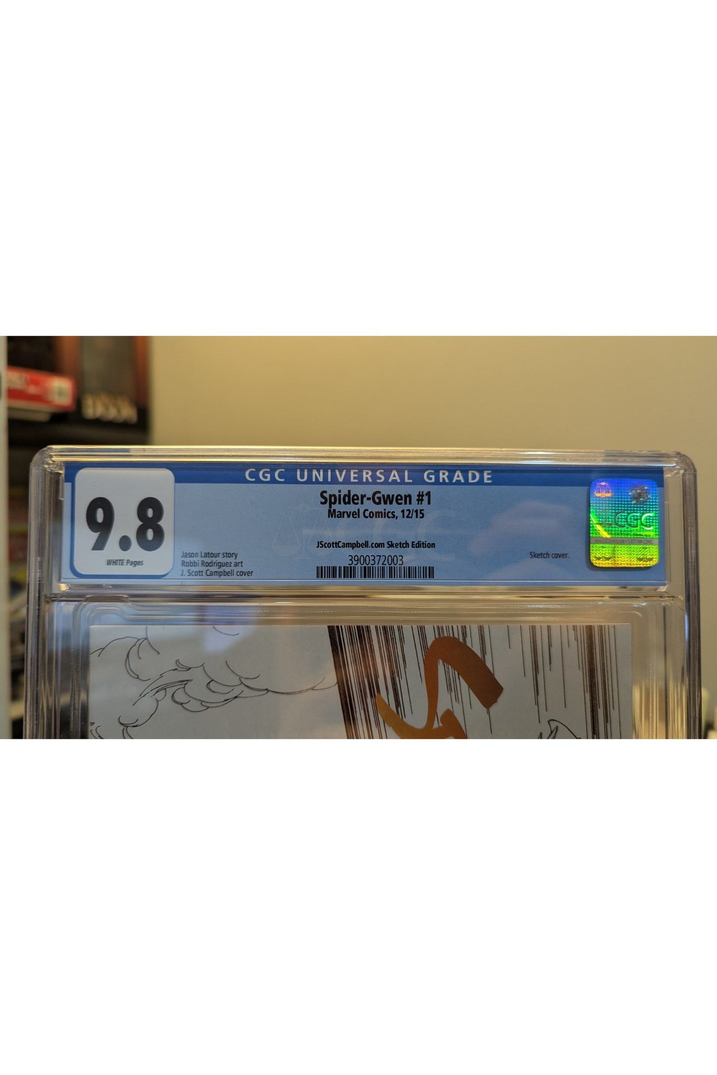 SPIDER-GWEN #1 CGC 9.8 J. SCOTT CAMPBELL EXCLUSIVE SKETCH VARIANT 2015