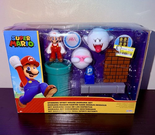 Super Mario Spinning Spirit House Diorama Set Jakks Pacific Boo Mario Figure Toy