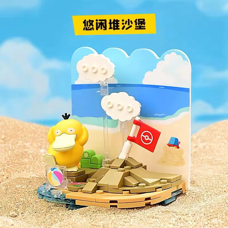 Pokemon Cartoon Assemble Building Blocks Model Toy Collection Pikachu Beach Party