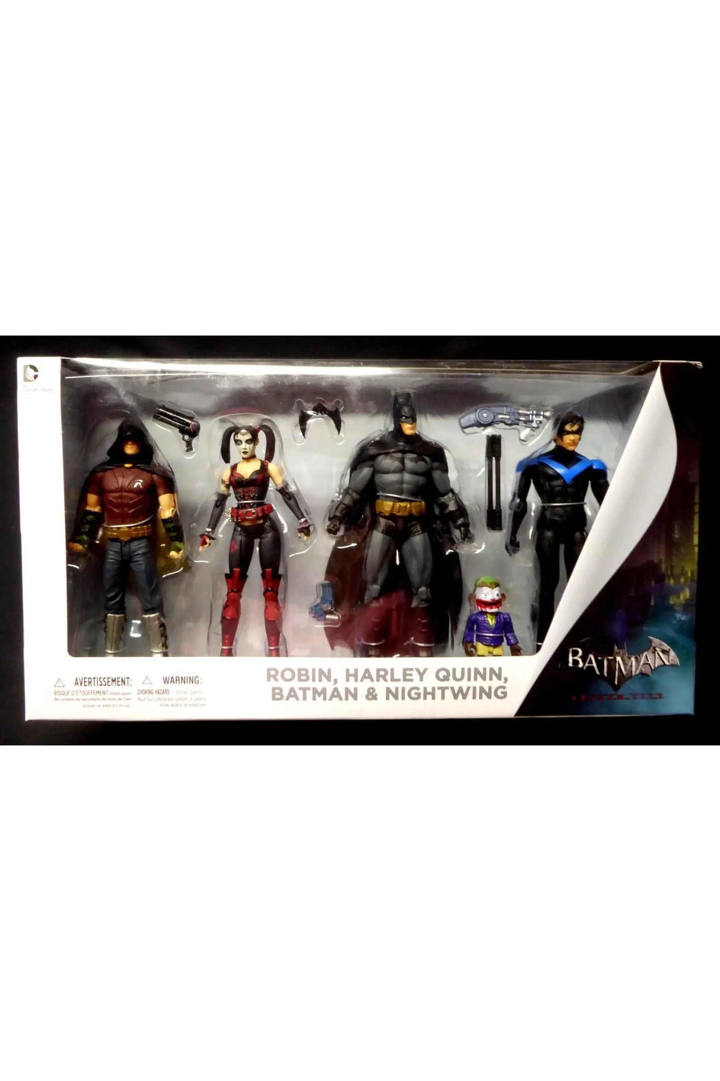 DC Collectables Batman Arkham City Robin, Harley Quinn, Batman & Nightwing