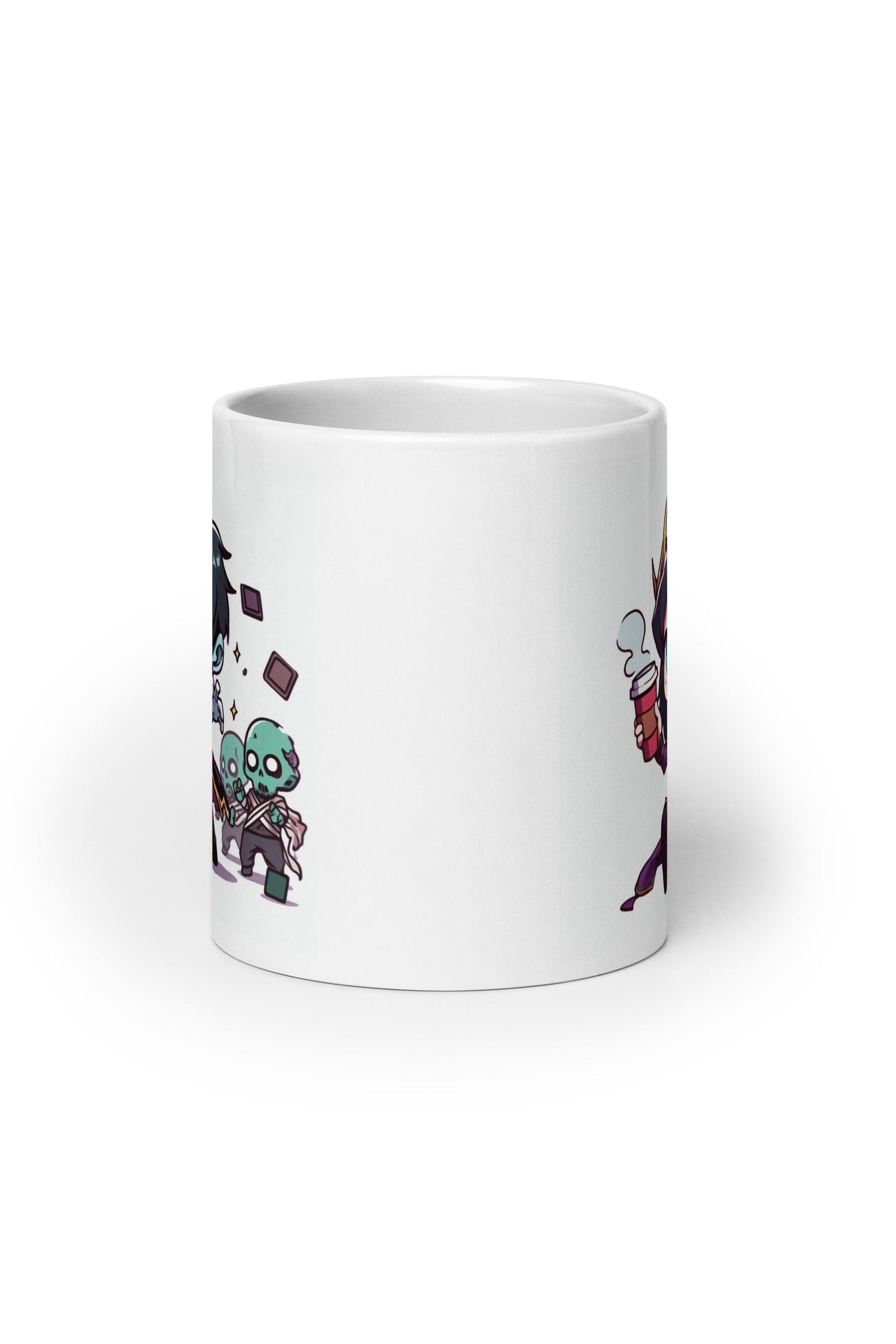 White Glossy Mug - Purple Necromancer plus Zombie