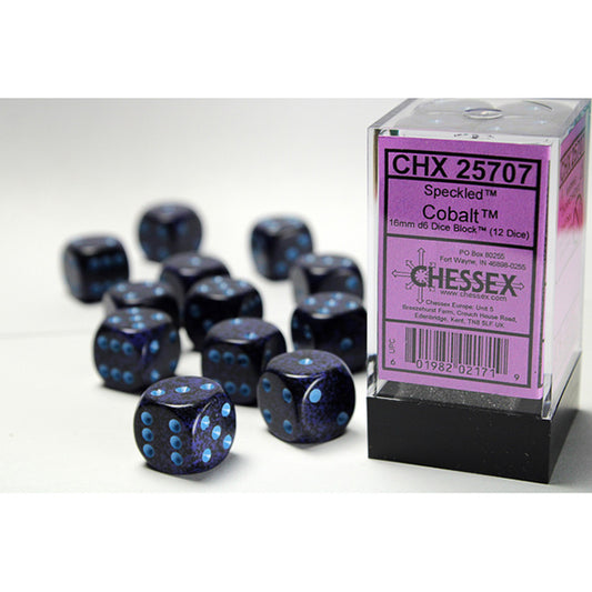 Chessex Dice - 16mm 12d6 Speckled: Cobalt