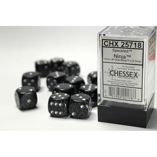 Chessex Dice - 16mm 12d6 Speckled: Ninja