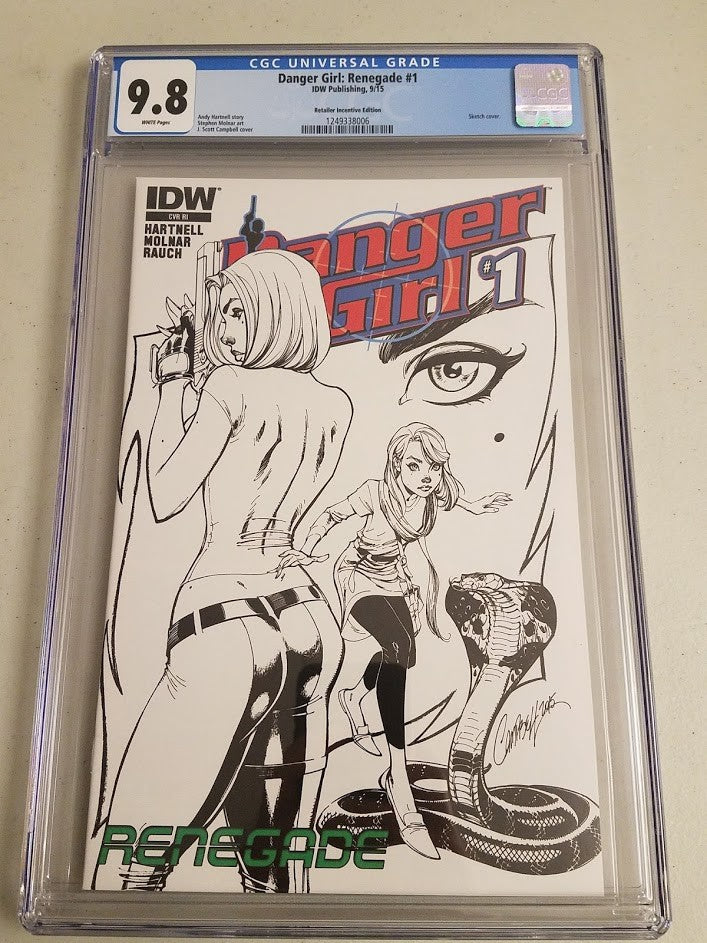 Danger Girl Renegade #1  J. Scott Campbell Sketch Variant CGC 9.8 MOVIE coming!