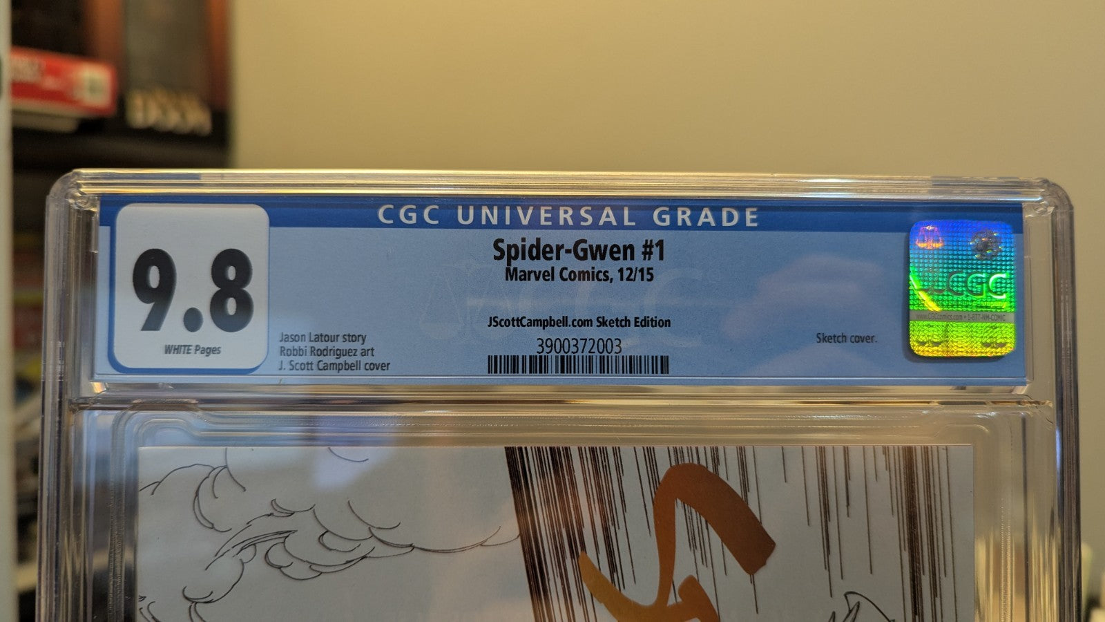 SPIDER-GWEN #1 CGC 9.8 J. SCOTT CAMPBELL EXCLUSIVE SKETCH VARIANT 2015