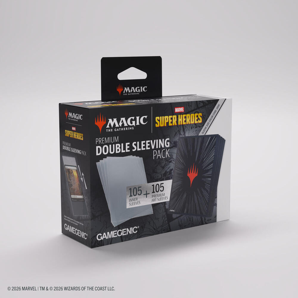 Magic: The Gathering Marvel Superheroes Double Sleeving Pack - Comic Burst Black - GameGenic Card Sleeves