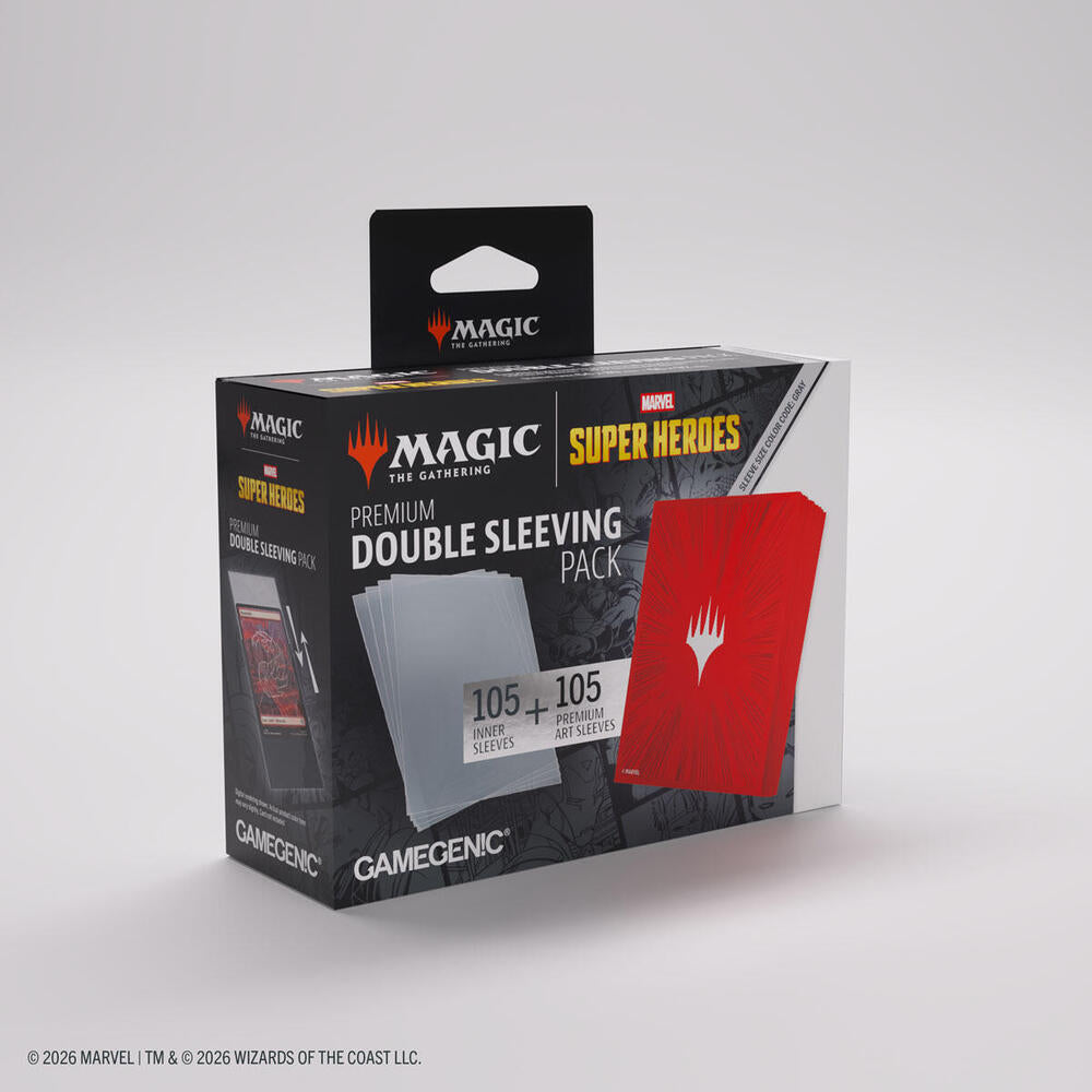 Magic: The Gathering Marvel Superheroes Double Sleeving Pack - Comic Burst Red - GameGenic Card Sleeves