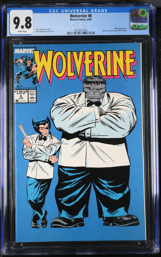 Wolverine #8 (1989) Marvel Comics Classic John Buscema Cover CGC 9.8 WHITE Pages
