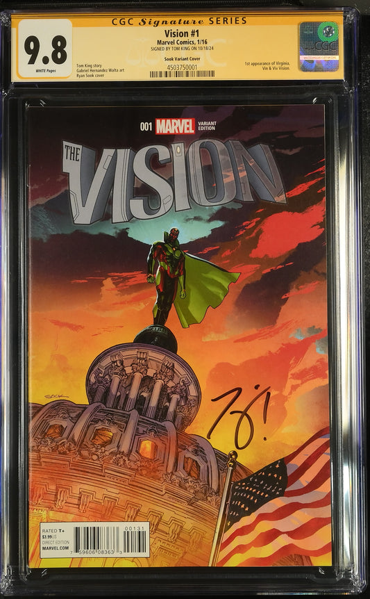 Vision #1 1:25 Sook Variant Cover CGC 9.8 1st Appearance Viz Signed Tom King HTF