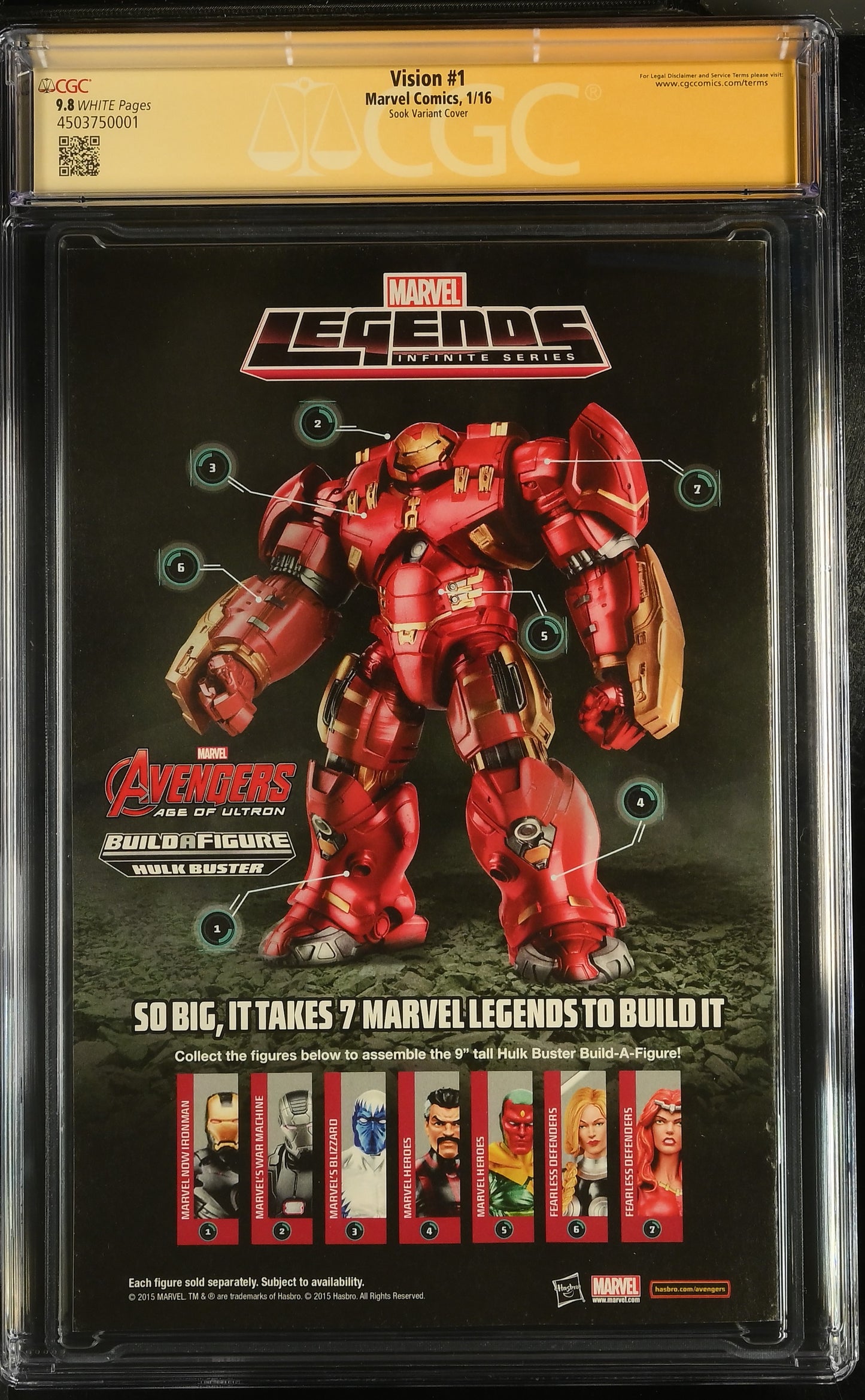 Vision #1 1:25 Sook Variant Cover CGC 9.8 1st Appearance Viz Signed Tom King HTF