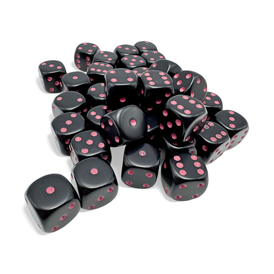 Chessex Dice - 12mm 36d6 Opaque: Black/Pink