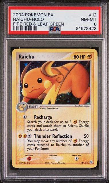 Raichu Fire Red & Leaf Green 12/112 Holo PSA 8