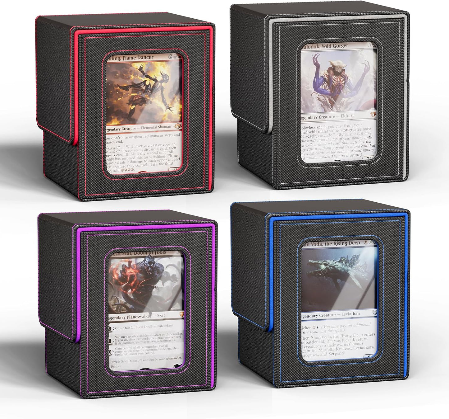 UAONO Card Deck Box for MTG Commander, Fits 100 Double-Sleeved Cards | Independent Commander Display, Magnetic Deck Case for Magic the Gathering TCG, 2 Dividers & 1 Top Loader