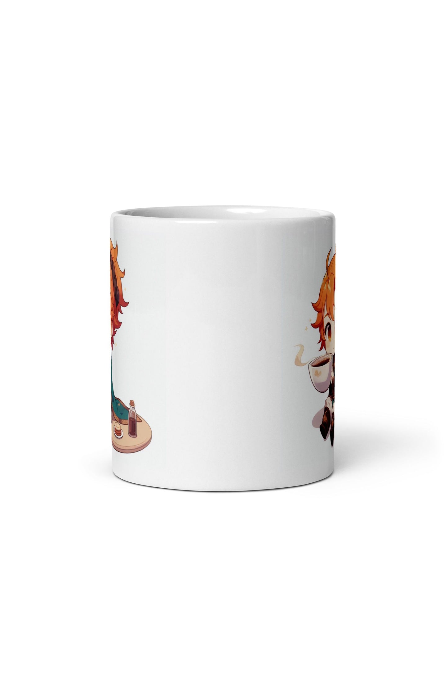 White Glossy Mug - Red Pyromancer Hot Coffee