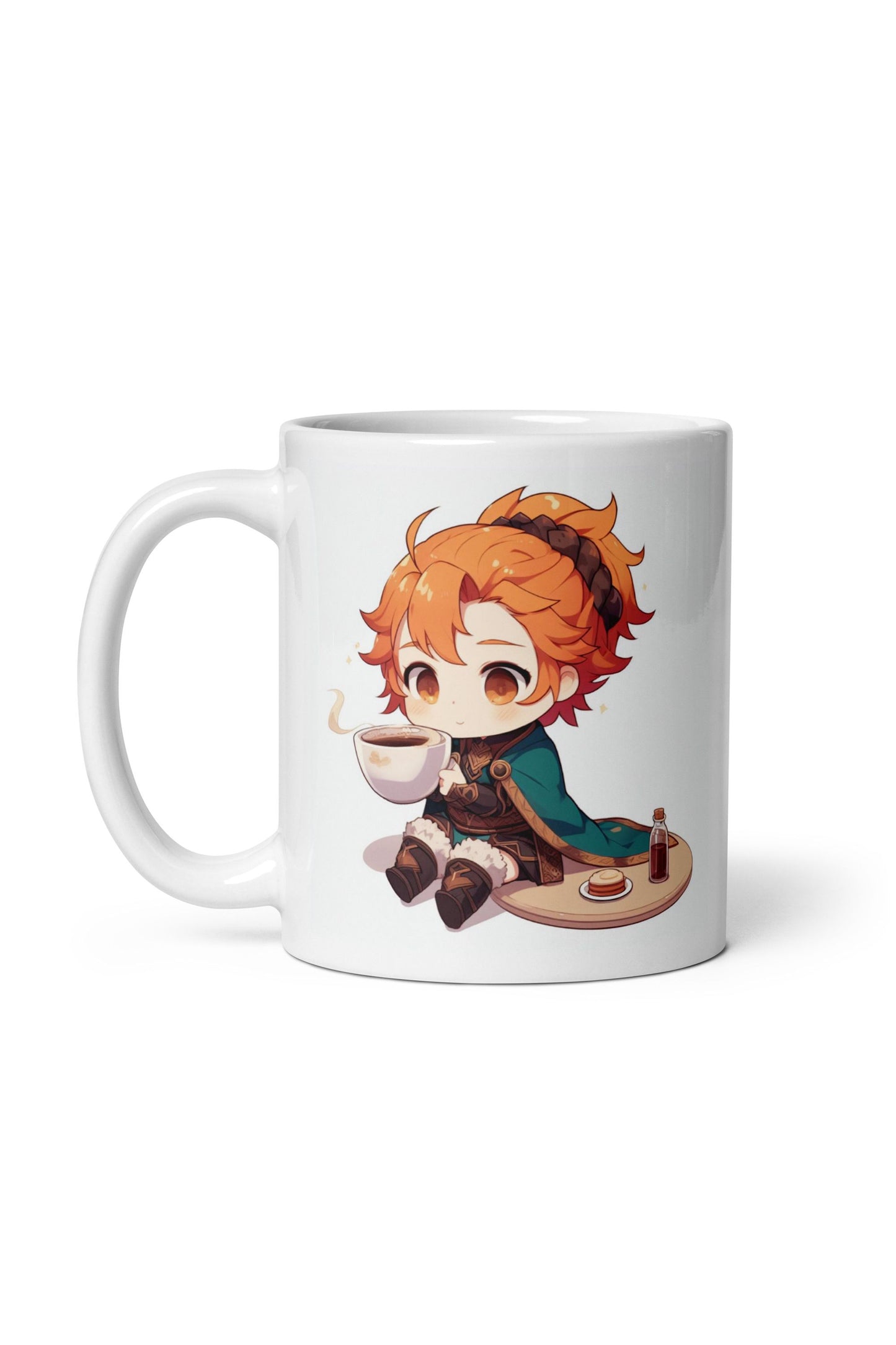 White Glossy Mug - Red Pyromancer Hot Coffee