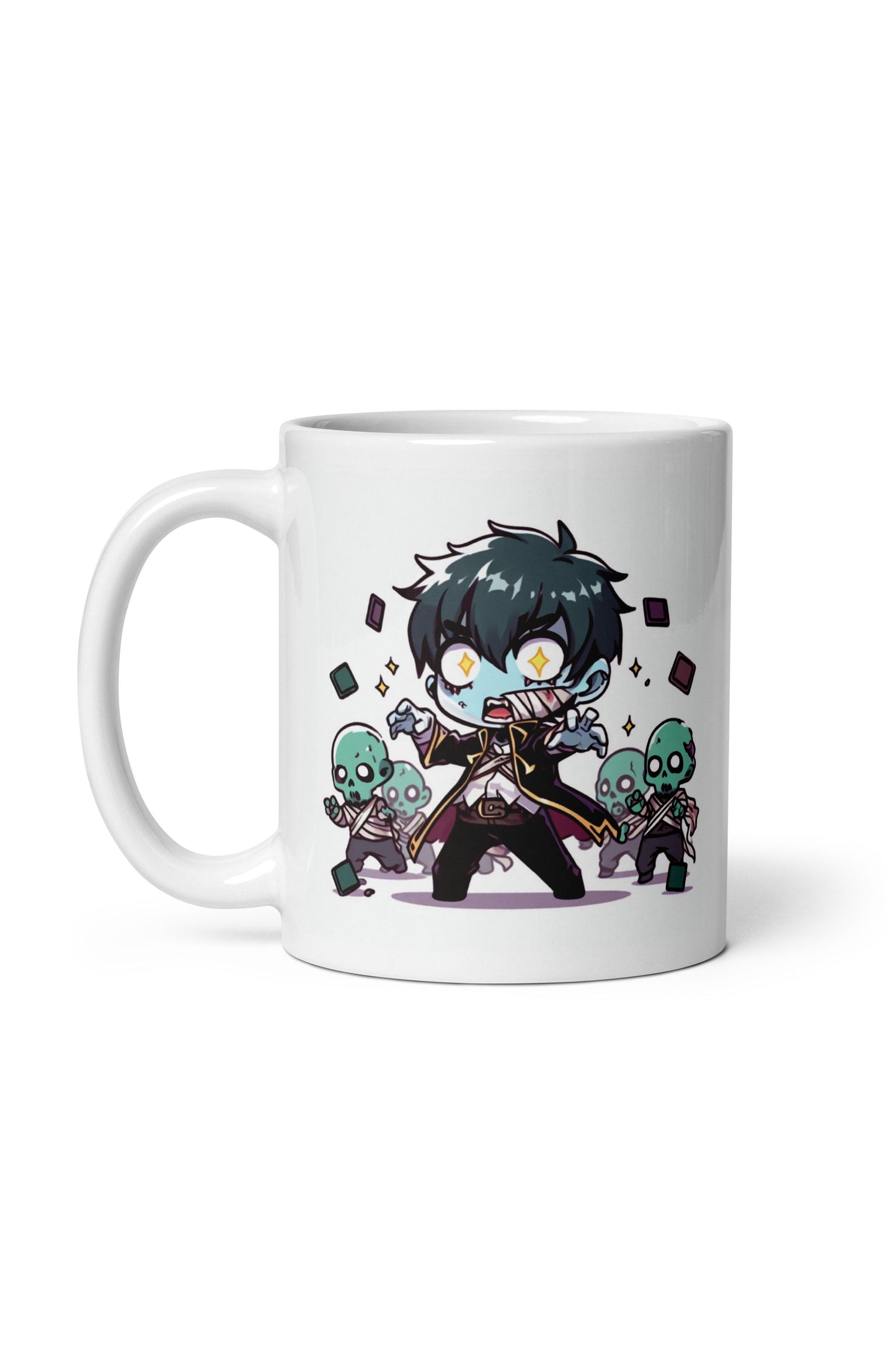White Glossy Mug  - Purple Necromancer plus Zombie