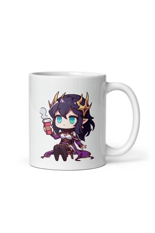 White Glossy Mug  - Purple Necromancer plus Zombie