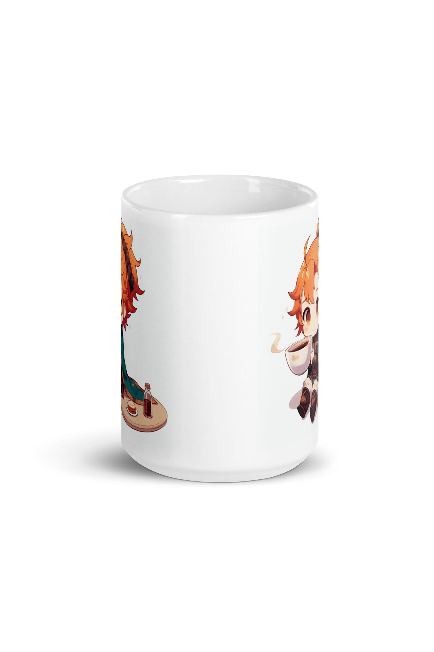 White Glossy Mug - Red Pyromancer Hot Coffee