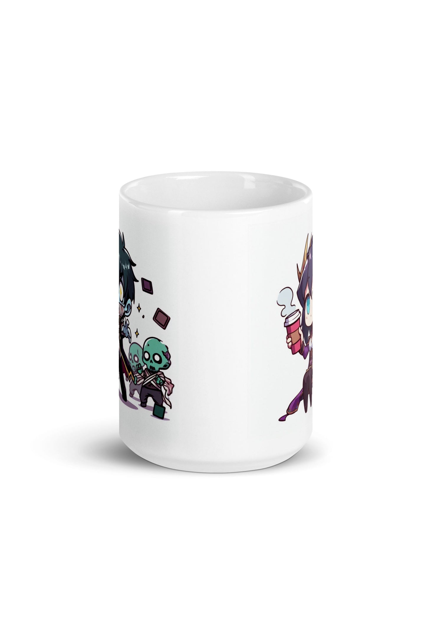 White Glossy Mug  - Purple Necromancer plus Zombie