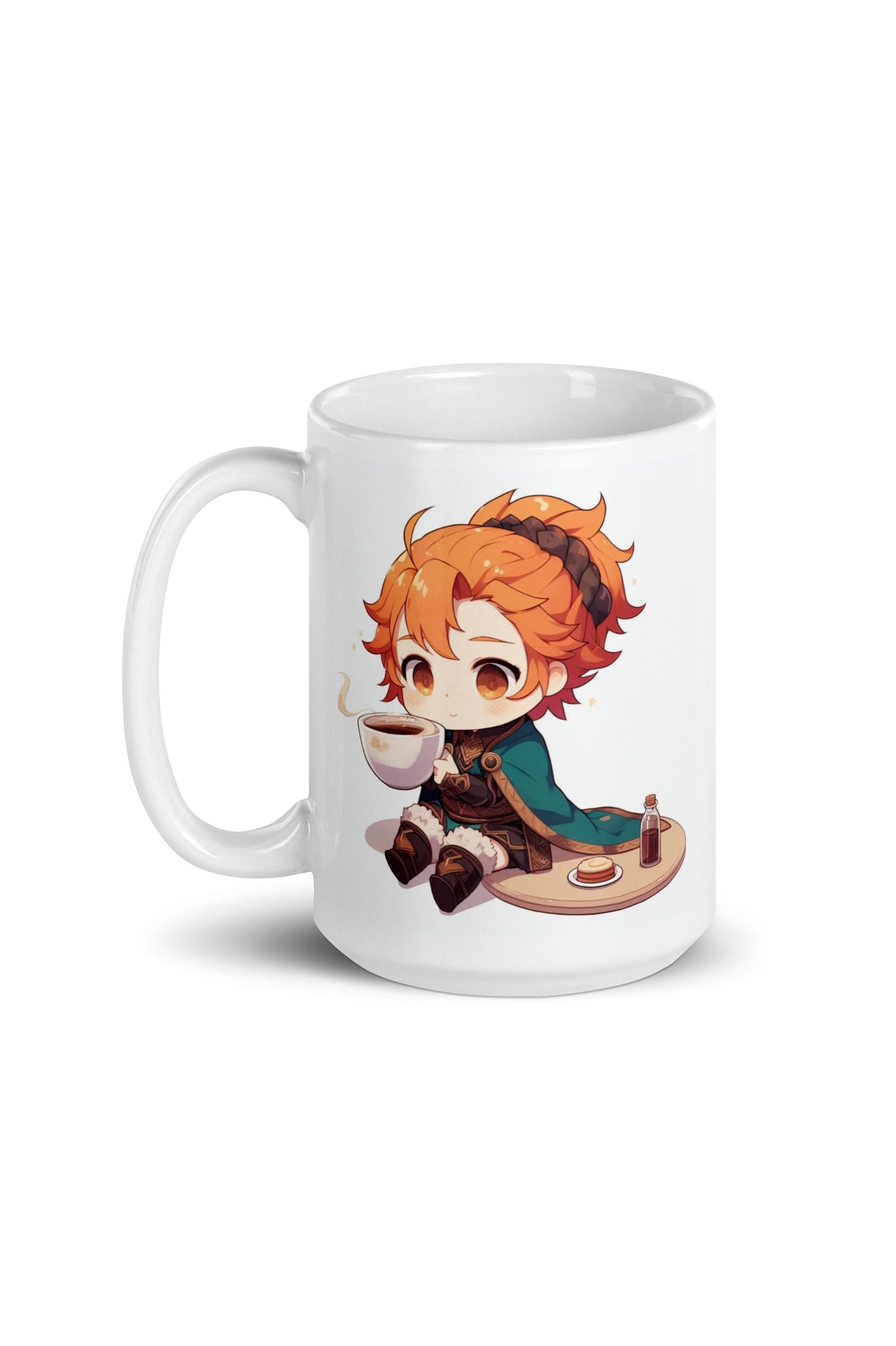 White Glossy Mug - Red Pyromancer Hot Coffee