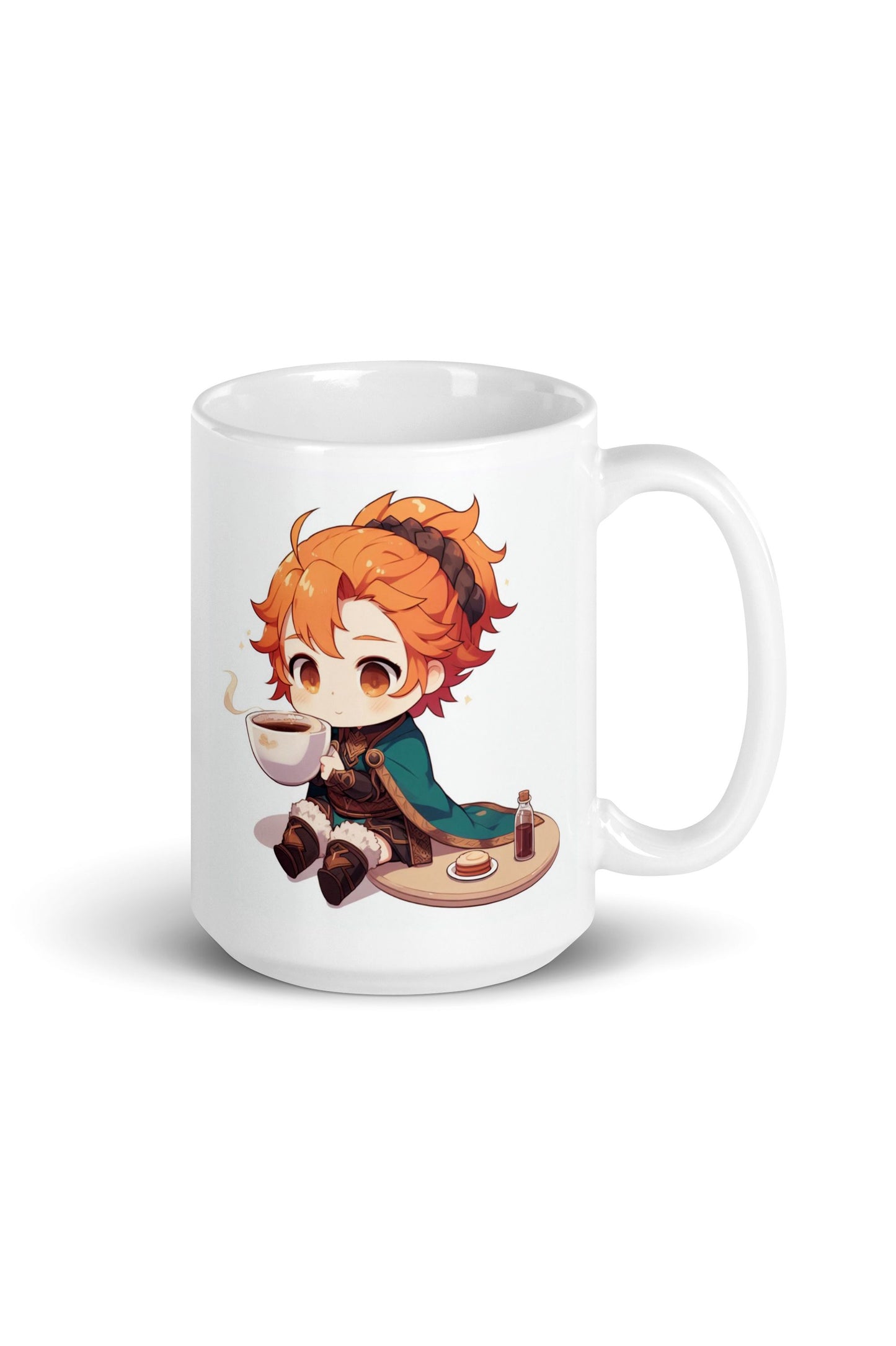 White Glossy Mug - Red Pyromancer Hot Coffee