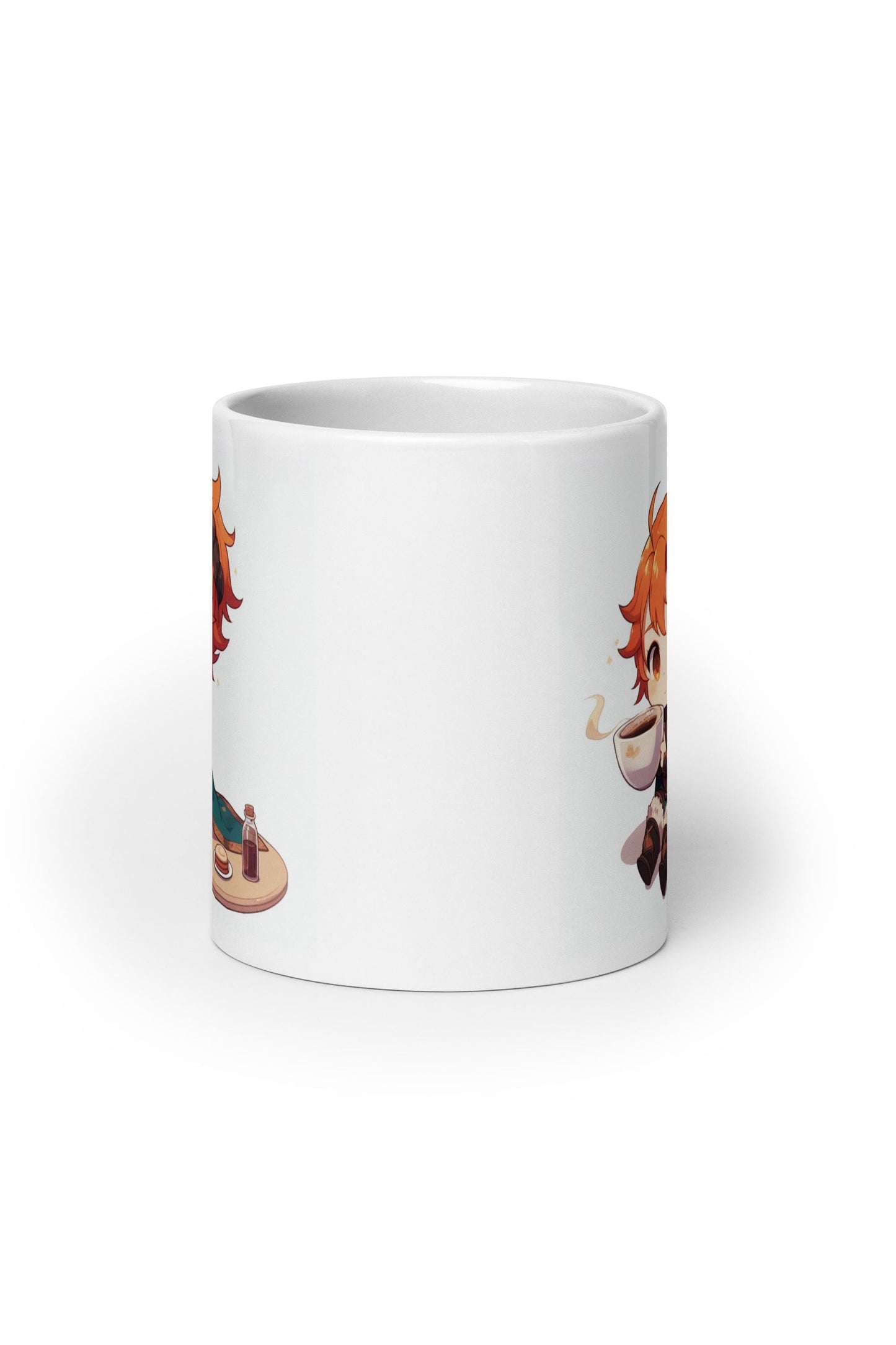 White Glossy Mug - Red Pyromancer Hot Coffee