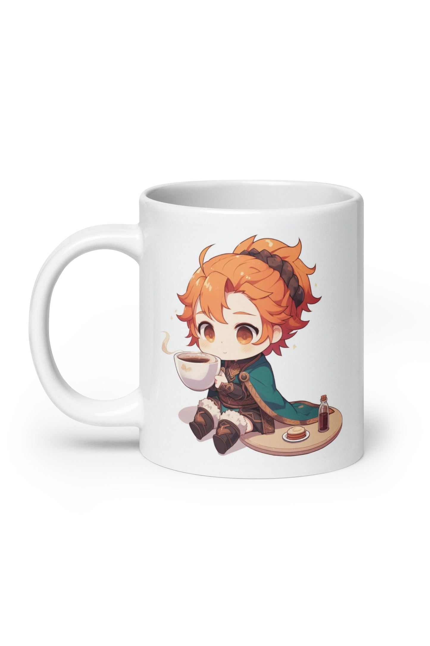 White Glossy Mug - Red Pyromancer Hot Coffee