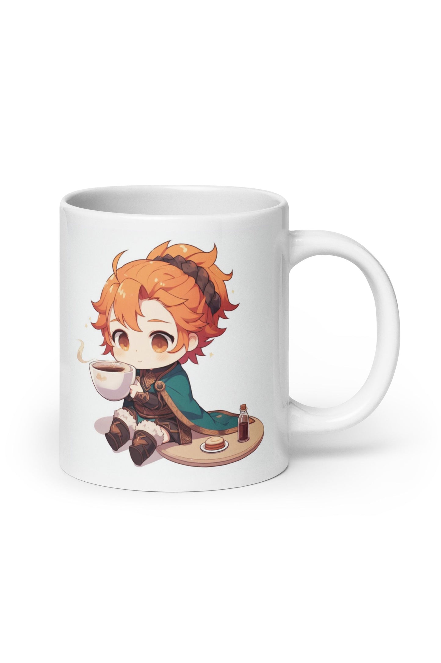 White Glossy Mug - Red Pyromancer Hot Coffee