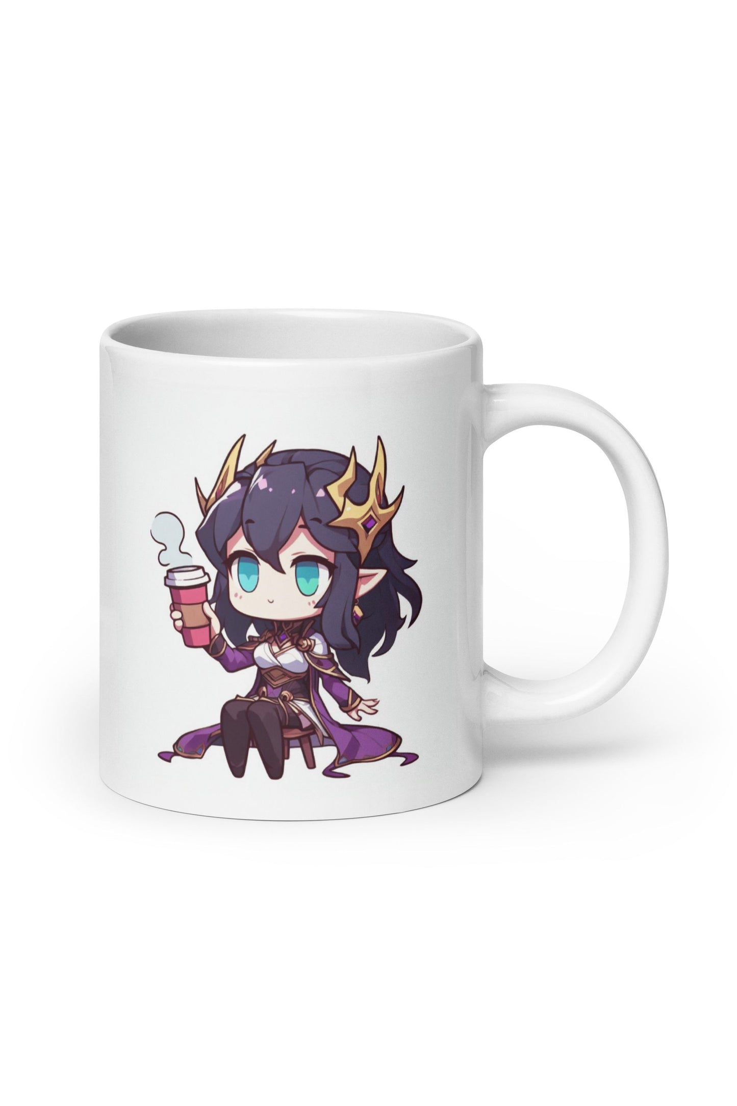 White Glossy Mug  - Purple Necromancer plus Zombie